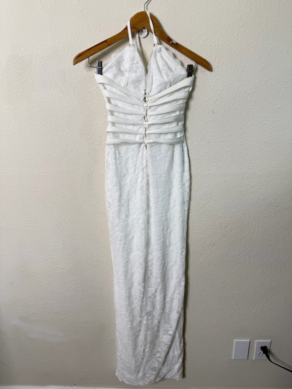 NWT Outcast Lux Maxi Dress White Lace Up Corset Women’s Size L - Picture 5 of 10